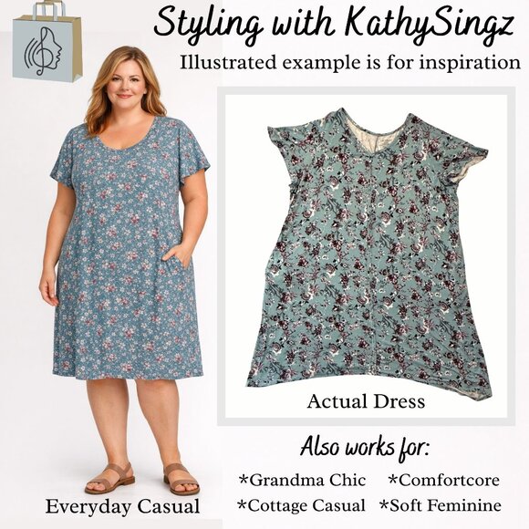 Catherines Dress Size 3X Floral Teal Burgundy Knit Short Sleeve Pockets - Picture 2 of 10